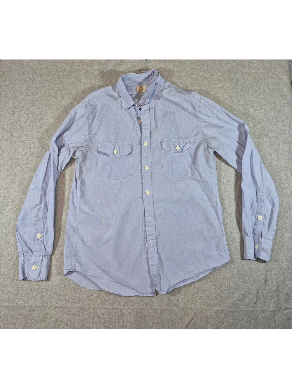 Vintage J.Crew Men’s Blue Cotton Button-Up Shirt 2-Ply Size Medium